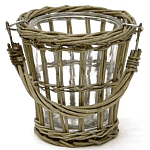 Кашпо стеклянное в плетёной корзине Timber варинант исполнения - 1 | Loft Concept в Воронеже