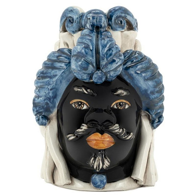 Ваза Vase Moro Man Small Blue Черный Синий Бежевый Ваза Vase Moro Man Small Blue Черный Синий Бежевый в Воронеже | Loft Concept