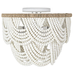 Круглый потолочный светильник с подвесками из круглых деревянных бусин Wooden Beads White Ceiling Lamp варинант исполнения - 2 | Loft Concept в Воронеже