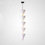 Подвесной светильник светодиодный в виде ряда белых металлических конусов  Herringbone варинант исполнения - 3 | Loft Concept в Воронеже