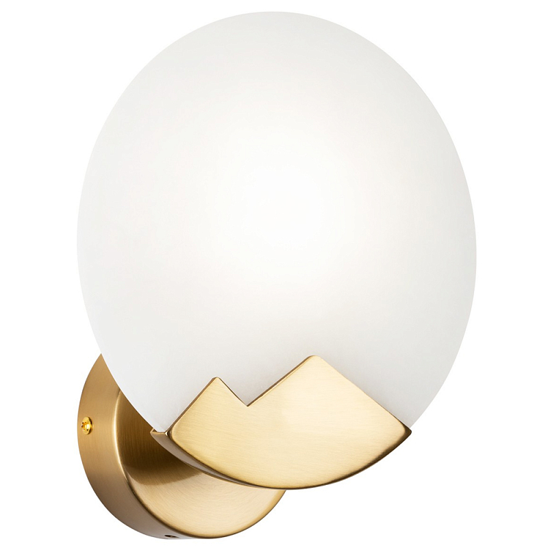 Бра с плафоном из камня в форме диска Ricci Stone Wall Lamp Белый Латунь в Воронеже | Loft Concept 