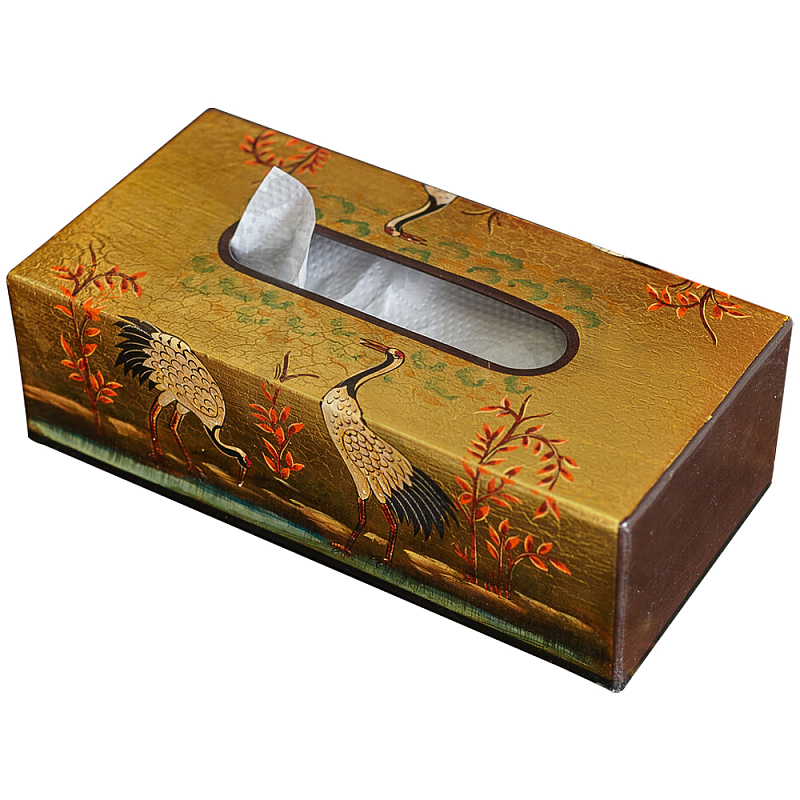Салфетница в стиле Шинуазри Chinoiserie Golden Cranes Tissue Box Золотой Коричневый Мульти Салфетница в стиле Шинуазри Chinoiserie Golden Cranes Tissue Box Золотой Коричневый Мульти в Воронеже | Loft Concept