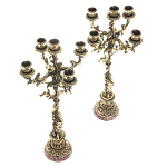 Подсвечники из бронзы на 10 свечей на подставке из камня креноид Stone Candlestick варинант исполнения - 2 | Loft Concept в Воронеже