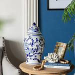 Ваза с крышкой и синим цветочным узором Blue & White Ornament  варинант исполнения - 8 | Loft Concept в Воронеже