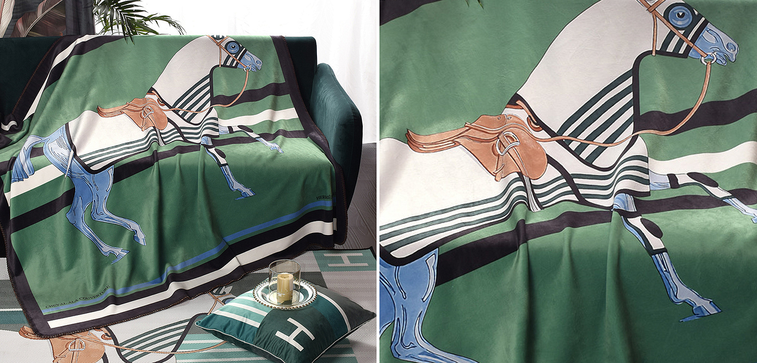 Плед Hermes Horse Green Plaid Плед Hermes Horse Green Plaid - Loft-Concept в Воронеже