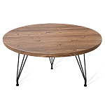 Стол журнальный c коричневой круглой столешницей на трех металлических ножках Charm Coffee Table варинант исполнения - 1 | Loft Concept в Воронеже