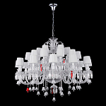 Люстра многоярусная с 30-ю белыми текстильными абажурами и хрустальными подвесками Lustre Reverie варинант исполнения - 2 | Loft Concept в Воронеже