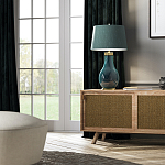 Настольная лампа с коническим дымчато-зелёным абажуром из искусственного шёлка Quintiesse варинант исполнения - 3 | Loft Concept в Воронеже