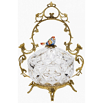 Конфетница с бронзовой ручкой и фарфоровой птичкой на крышке Eden Garden варинант исполнения - 1 | Loft Concept в Воронеже