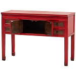 Деревянная консоль в китайском стиле с ящиками и дверцами красная Chinese Console Table варинант исполнения - 3 | Loft Concept в Воронеже