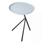 Столик приставной с круглой серой столешницей и черным основанием Round Stable Table варинант исполнения - 2 | Loft Concept в Воронеже