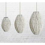 Подвесной светильник вертикальной овальной формы украшенный белыми круглыми бусинами Gradient Oval Pendant Lamp White варинант исполнения - 1 | Loft Concept в Воронеже