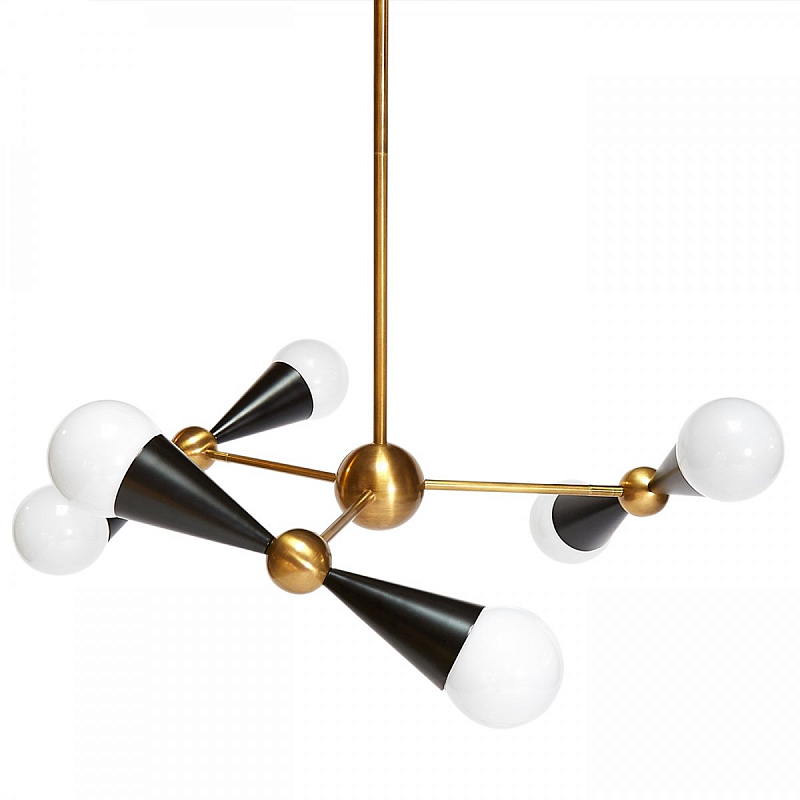 Люстра CARACAS SIX-LIGHT CHANDELIER Латунь Черный Люстра CARACAS SIX-LIGHT CHANDELIER Латунь Черный в Воронеже | Loft Concept