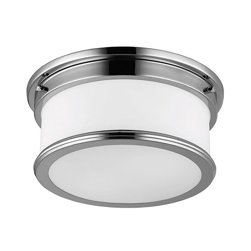 Потолочный светильник для ванных комнат цвета хром с вытянутым плафоном из молочного стекла Feiss Хром Белый в Воронеже | Loft Concept 