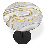 Стол журнальный с круглой столешницей из стекла Gray and Gold Marble варинант исполнения - 2 | Loft Concept в Воронеже
