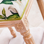 Банкетка из натурального бука золотистая с изображением птиц и цветов Blooming Bird варинант исполнения - 4 | Loft Concept в Воронеже