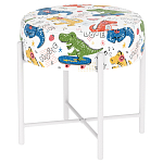 Пуф детский круглый с принтом на 4-х белых ножках Dinosaurs CHILDHOOD варинант исполнения - 1 | Loft Concept в Воронеже