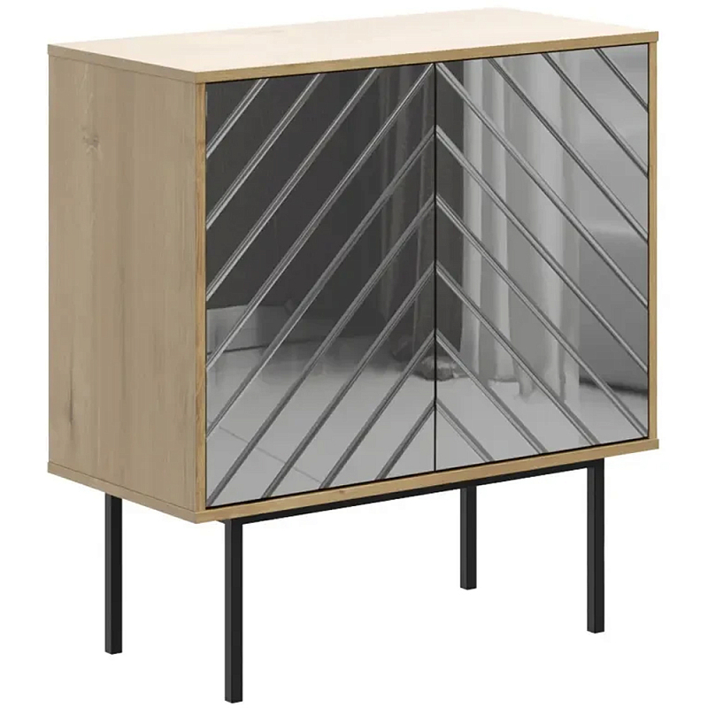 Шкаф-буфет с зеркальным декором Serena Cupboard Зеркало Бежевый Черный Шкаф-буфет с зеркальным декором Serena Cupboard Зеркало Бежевый Черный в Воронеже | Loft Concept