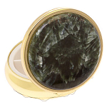 Таблетница карманная круглая с 3-мя отделениями и накладкой из натурального камня Серафинит Gold Stone Pillboxes варинант исполнения - 2 | Loft Concept в Воронеже