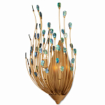 Бра настенное золотое с декором из бирюзовых элементов Peacock Tail варинант исполнения - 2 | Loft Concept в Воронеже
