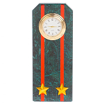 Часы погон ВС подарочные настольные из натурального камня Змеевик Military Clock варинант исполнения - 13 | Loft Concept в Воронеже
