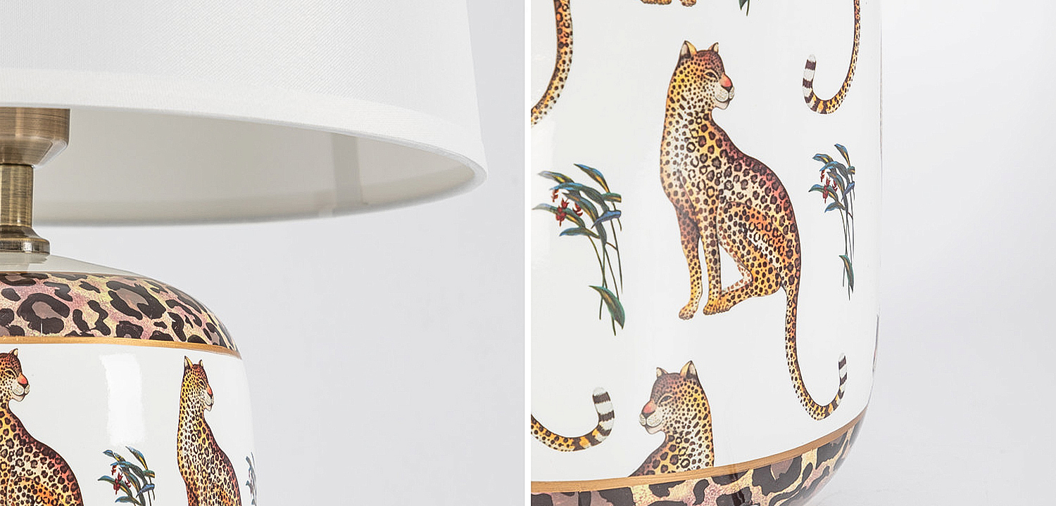 Настольная лампа с абажуром Leopard Lampshade White Настольная лампа с абажуром Leopard Lampshade White - Loft-Concept в Воронеже
