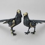 Статуэтка бронзовая пара Фазаны синие Bronze Birds варинант исполнения - 4 | Loft Concept в Воронеже