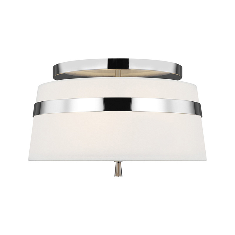 Потолочный светильник с белым тканевым абажуром Generation Lighting Никель Бежевый Белый в Воронеже | Loft Concept 