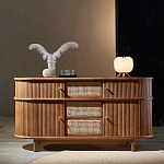 Дизайнерский комод овальный с фактурным фасадом и вставками из плетеных элементов Ambar варинант исполнения - 1 | Loft Concept в Воронеже