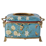 Салфетница прямоугольная голубого цвета с цветами и бабочками Blue Garden варинант исполнения - 1 | Loft Concept в Воронеже