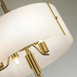 Люстра на штанге с белым круглым плафоном на бронзовом основании с вертикальным декором из металлических трубок Sohne варинант исполнения - 4 | Loft Concept в Воронеже