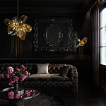 Люстра подвесная со стеклянными плафонами из дымчатого и золотистого с шестью вертикальными подвесками Gilded Mirage  варинант исполнения - 9 | Loft Concept в Воронеже