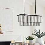 Люстра линейная прямоугольная с подвесками из натурального перламутра Nacre варинант исполнения - 5 | Loft Concept в Воронеже