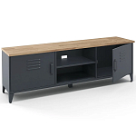 ТВ-тумба из металла и столешницей из массива дуба Metal Wood TV-Stand варинант исполнения - 3 | Loft Concept в Воронеже