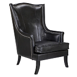 Кресло из натуральной кожи на 4-х деревянных ножках из массива бука Daniel Leather Armchair black варинант исполнения - 1 | Loft Concept в Воронеже