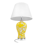 Настольная лампа желтая с изображением белых птиц Flight Among Acacia варинант исполнения - 3 | Loft Concept в Воронеже