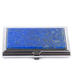 Визитница карманная металлическая с накладкой из натурального камня Лазурит Stone Business Card Holders  варинант исполнения - 1 | Loft Concept в Воронеже