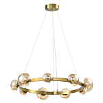 Люстра подвесная светодиодная с 9-ю круглыми плафонами коньячного цвета Iona Chandelier Brass  варинант исполнения - 1 | Loft Concept в Воронеже