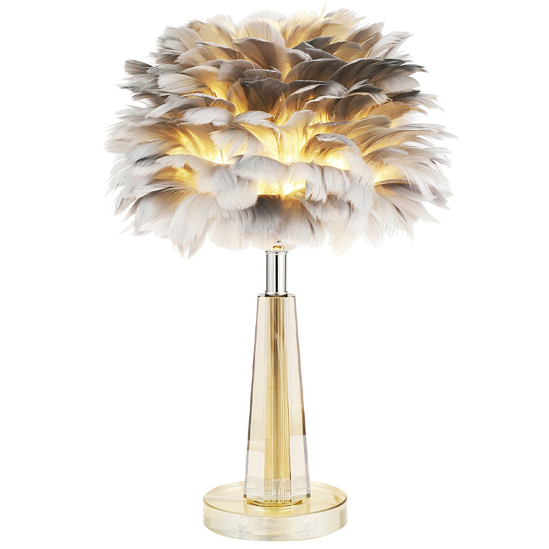 Настольная лампа с перьями Plumage Grey Table Lamp Серый Хром Дымчатый (Smoke) в Воронеже | Loft Concept 
