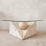 Дизайнерский журнальный стол в виде раковины с жемчужиной под прозрачной столешницей Fahin варинант исполнения - 2 | Loft Concept в Воронеже