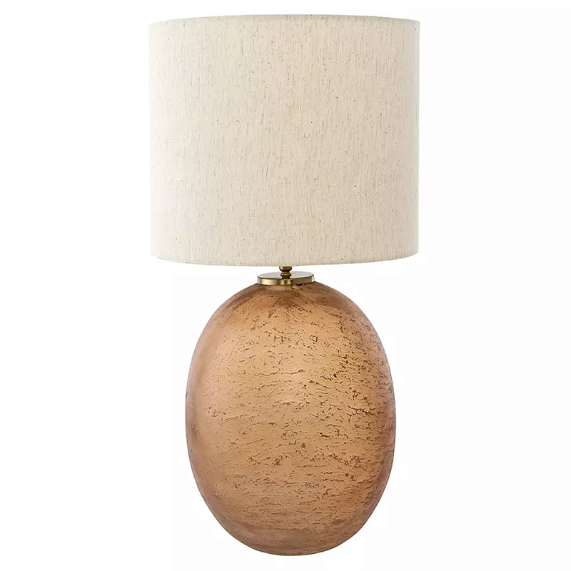 Настольная лампа с тканевым бежевым абажуром на овальном основании Beige Lampshade on Oval Base Бежевый в Воронеже | Loft Concept 