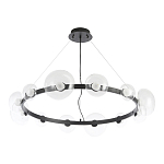 Люстра подвесная круглая с 12-ю прозрачными куполообразными плафонами и черным металлическим основанием Flos Wireline Lighting варинант исполнения - 2 | Loft Concept в Воронеже