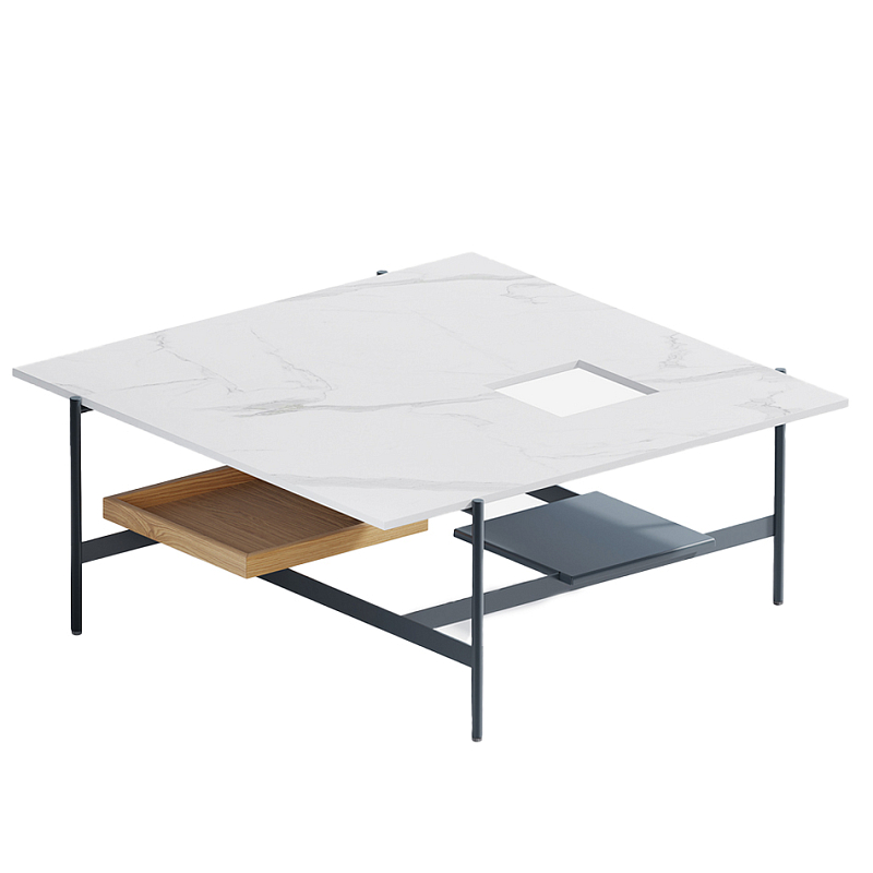 Karat журнальный столик с съемным подносом Графит Белый Мрамор Bianco в Воронеже | Loft Concept 