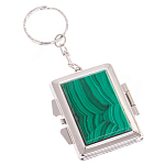 Зеркало брелок складное двухстороннее из натурального камня Малахит Stone Mirrors варинант исполнения - 1 | Loft Concept в Воронеже