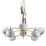 Люстра подвесная с 8-ю шарообразными плафонами из белого стекла с подвесками из камня и кисточками Agatelle варинант исполнения - 1 | Loft Concept в Воронеже