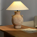 Настольная лампа керамическая с ручками и тканевым абажуром Eastern Tale варинант исполнения - 1 | Loft Concept в Воронеже