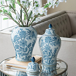 Ваза с крышкой и голубым цветочным рисунком на белом фоне Blue & White Ornament варинант исполнения - 5 | Loft Concept в Воронеже