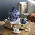 Ваза округлой формы с синей росписью и цветочным узором Blue & White Ornament варинант исполнения - 7 | Loft Concept в Воронеже