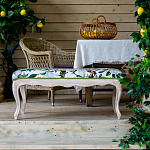 Банкетка из натурального бука золотистая с изображением птиц и цветов Blooming Birds варинант исполнения - 4 | Loft Concept в Воронеже