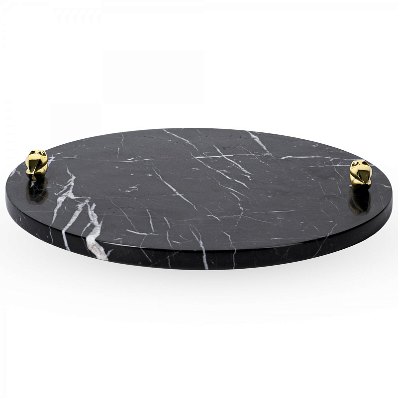 Поднос ACOLYTE ENTERTAINING PLATTER MARBLE & BRONZE Черный в Воронеже | Loft Concept 